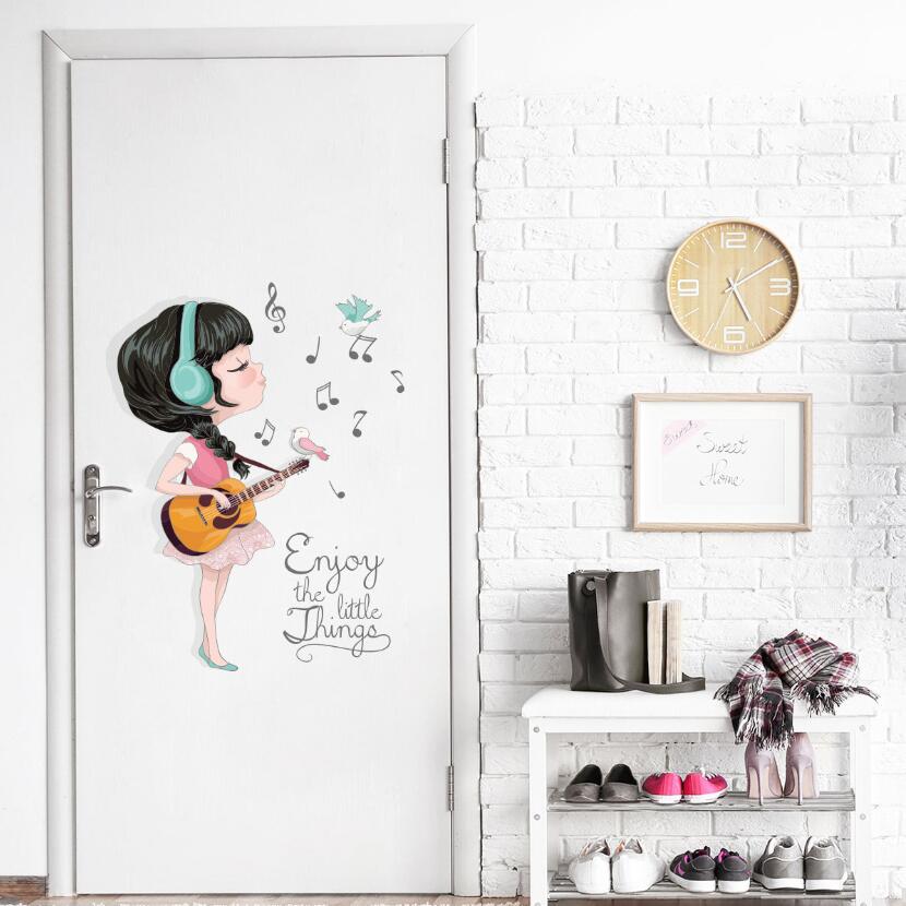 Girl Music Guitar Wall Sticker