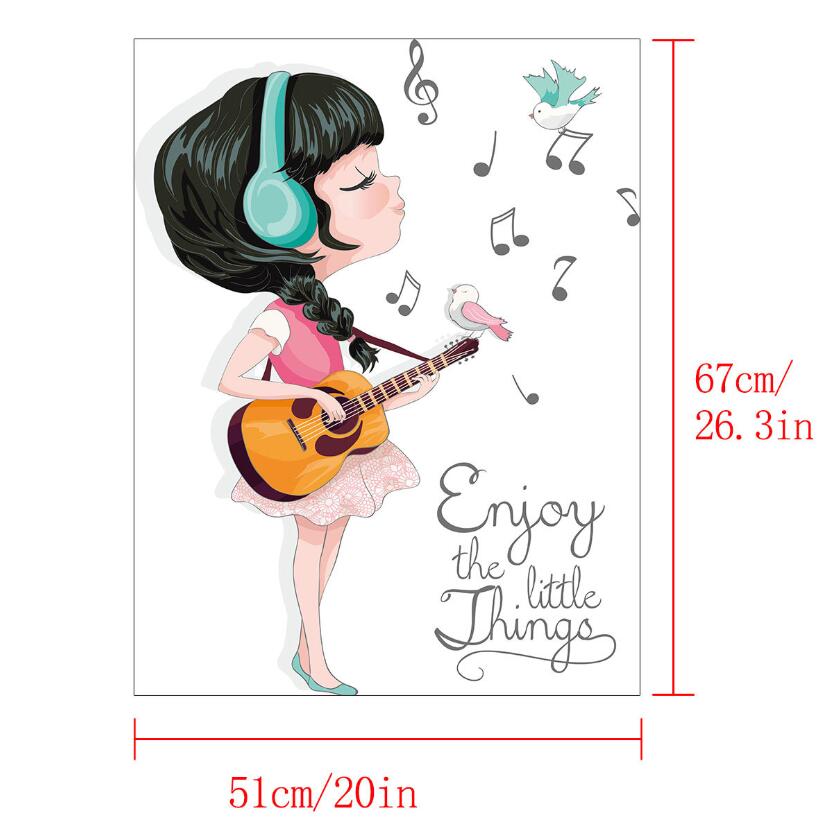 Girl Music Guitar Wall Sticker