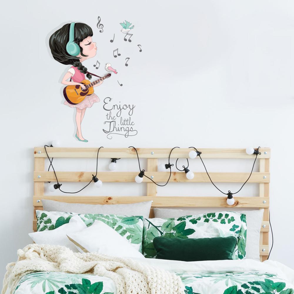 Girl Music Guitar Wall Sticker