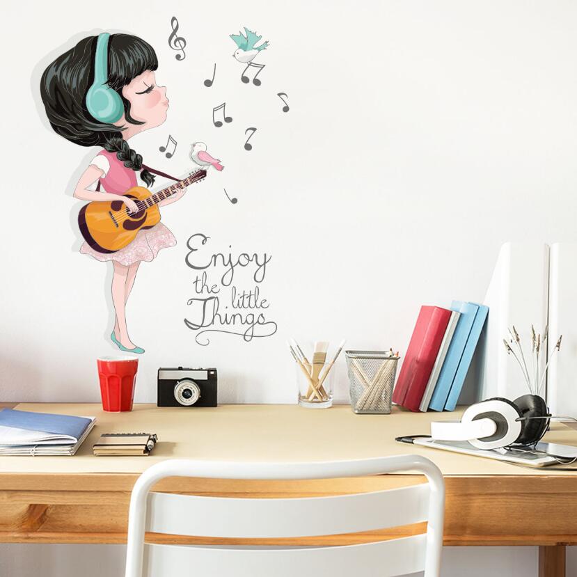 Girl Music Guitar Wall Sticker