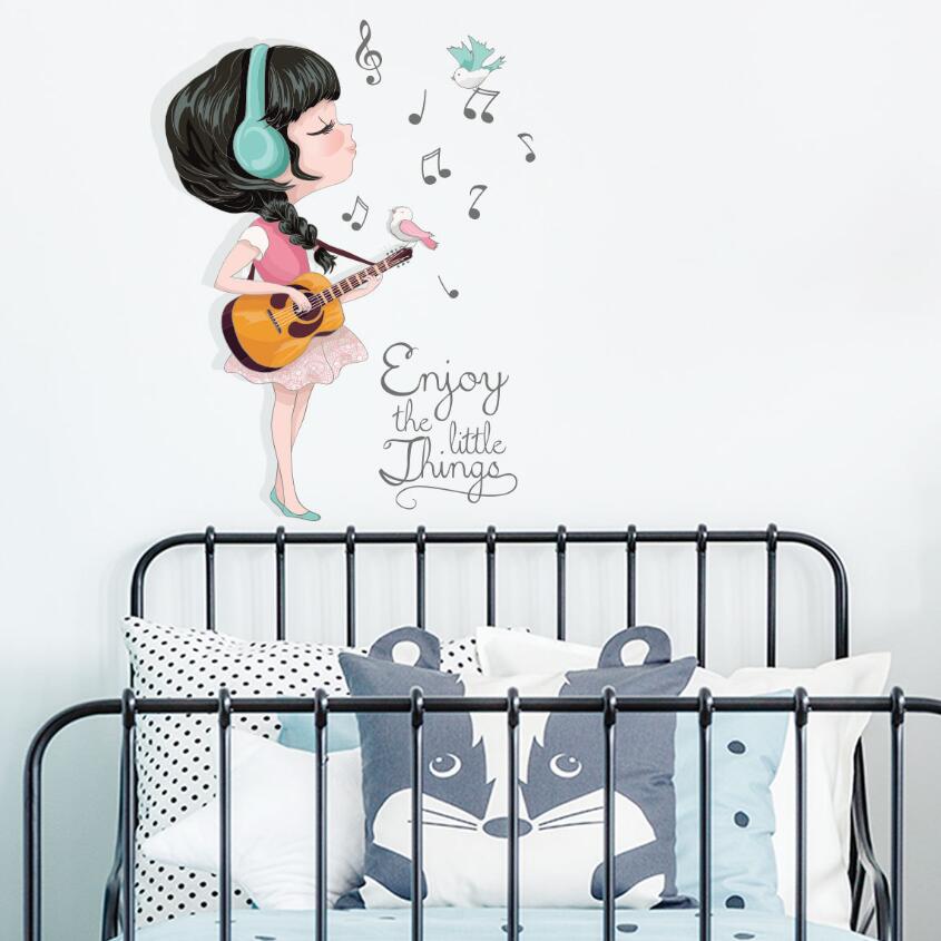 Girl Music Guitar Wall Sticker