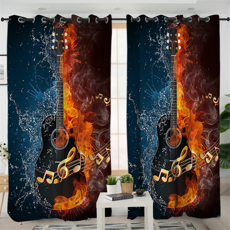 Fire/Water Guitar Window Curtain