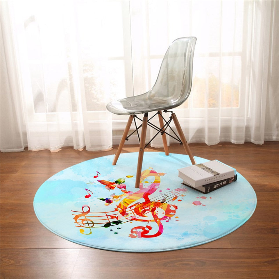 Music Notes Light Blue Rug