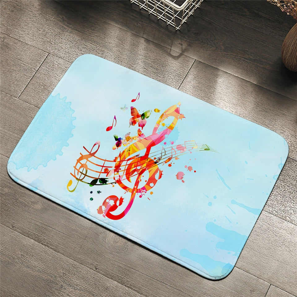 Music Note Light Blue Carpet
