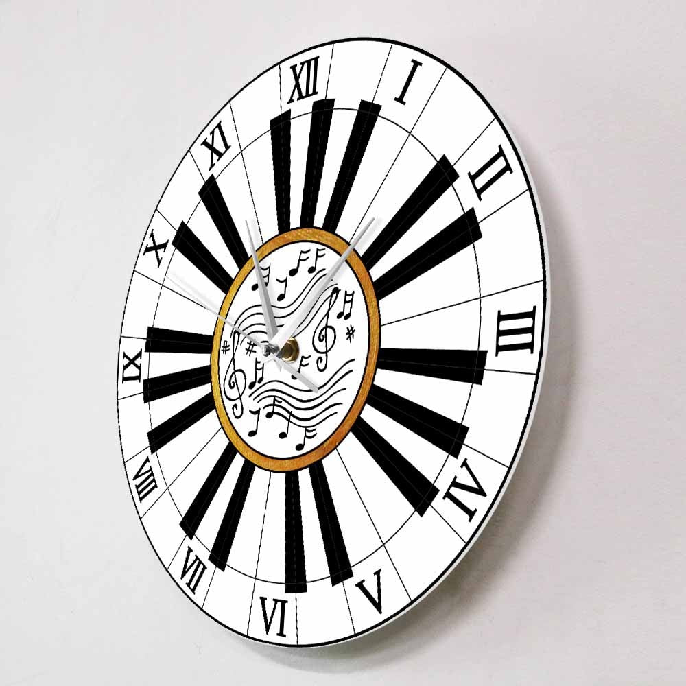 Piano Keyboard Roman Numerals Wall Clock