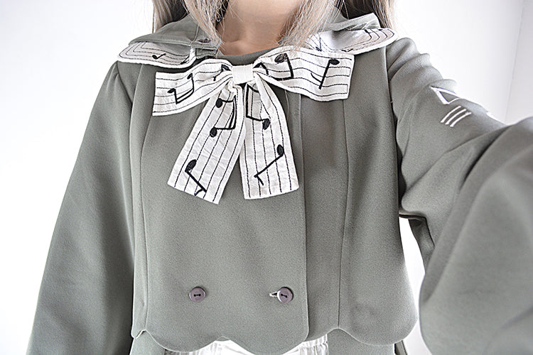 Grey & White Music Notes Women's Set (2pcs)