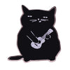 Black Cat Playing Ukulele Brooch