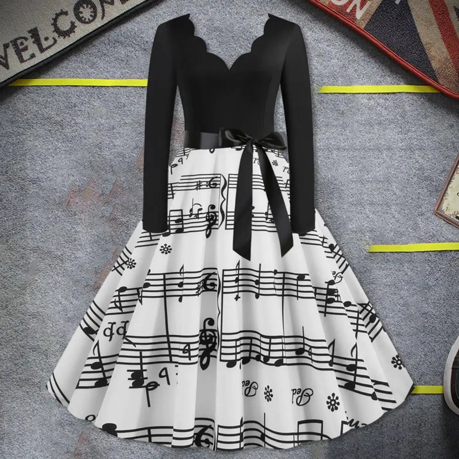 V Neck Music Dress