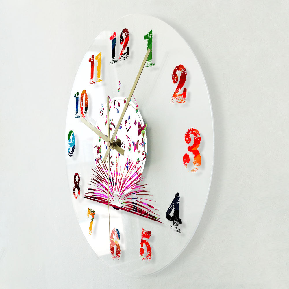 Colorful Art Music Notes Wall Clock