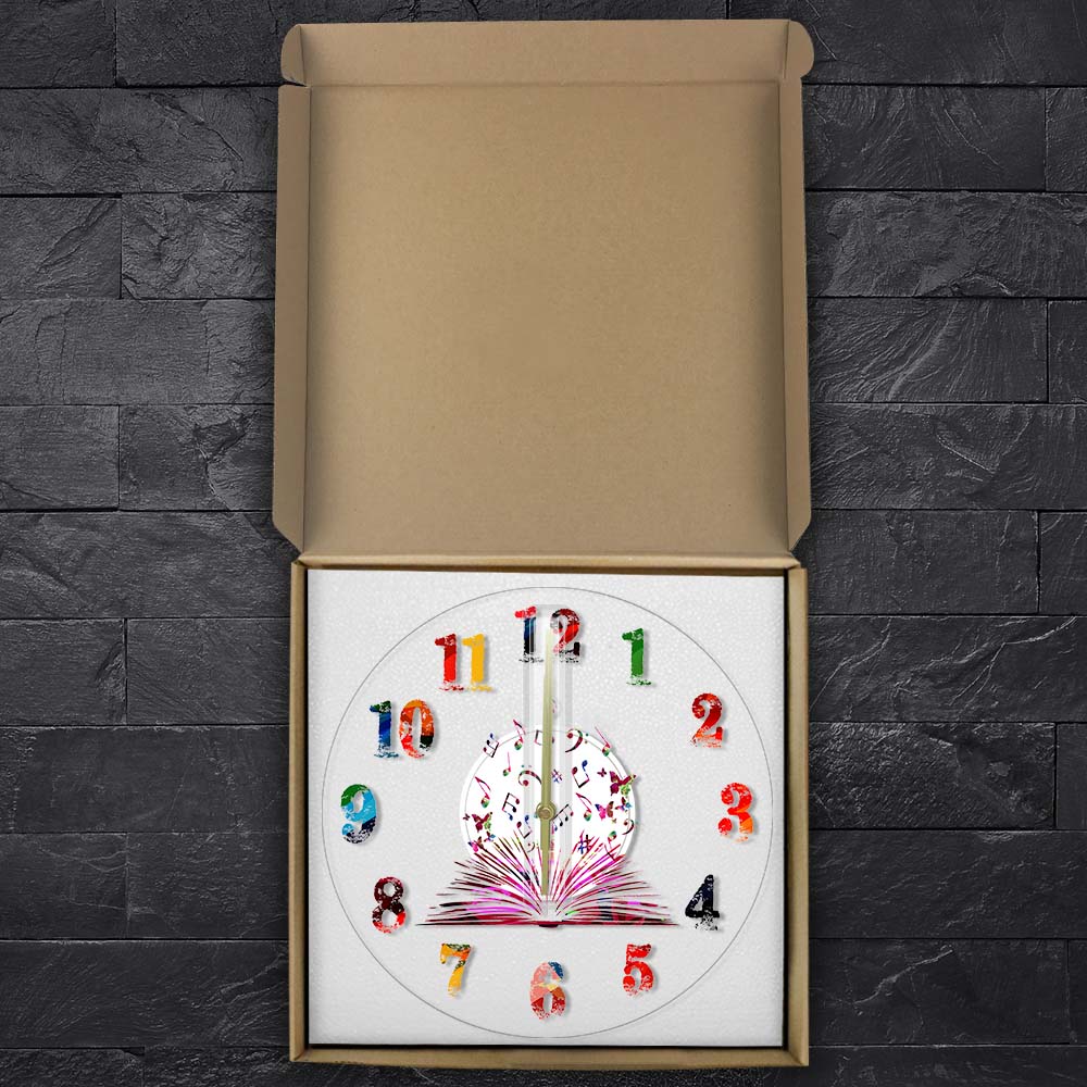 Colorful Art Music Notes Wall Clock
