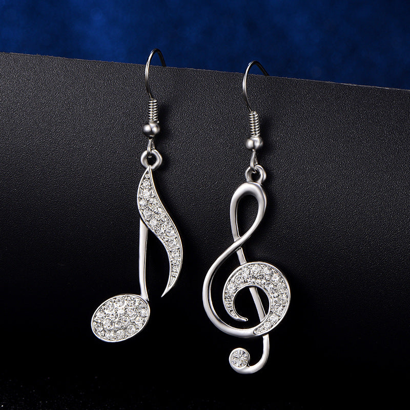 Music Note Crystal Stud Earrings