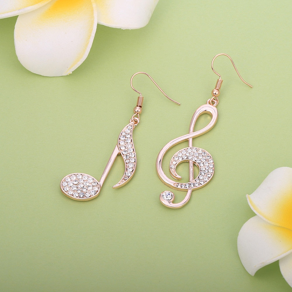Music Note Crystal Stud Earrings