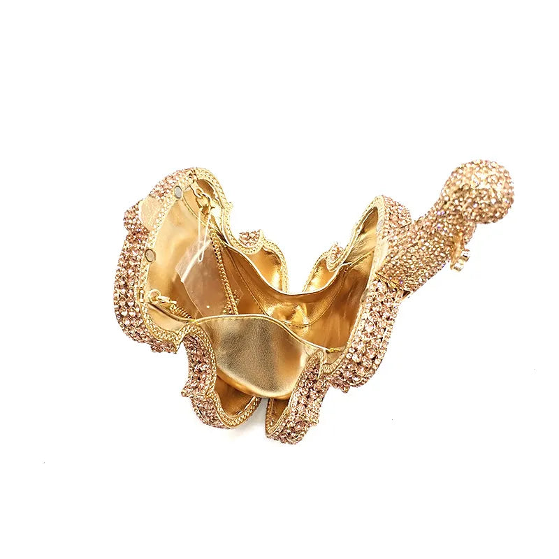 Elegant Violin Crystal Clutch Bag