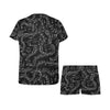 Music Notes Swirl Women's Short Black Pajama Set