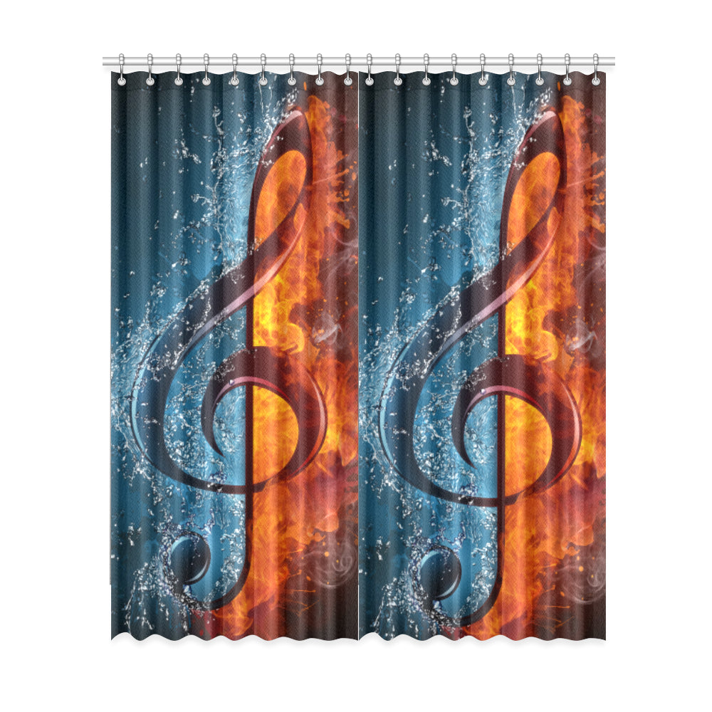 Treble Clef Ice And Fire Window Curtains