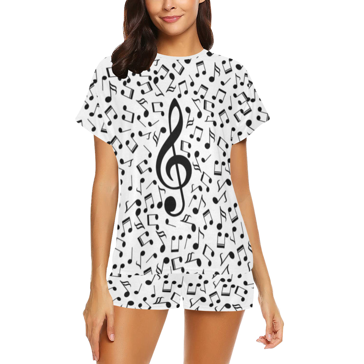 Musical Notes White Pajama Set
