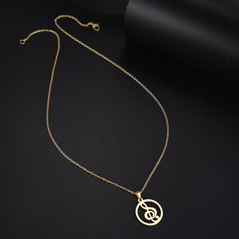 Free - Music Notes Round Necklace