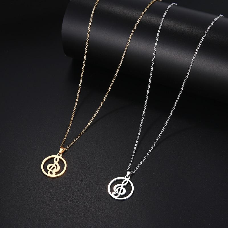 Free - Music Notes Round Necklace