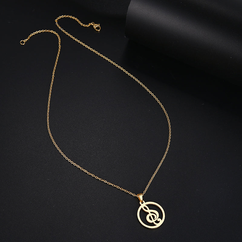 Music Notes Round Necklace