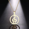 Free - Music Notes Round Necklace