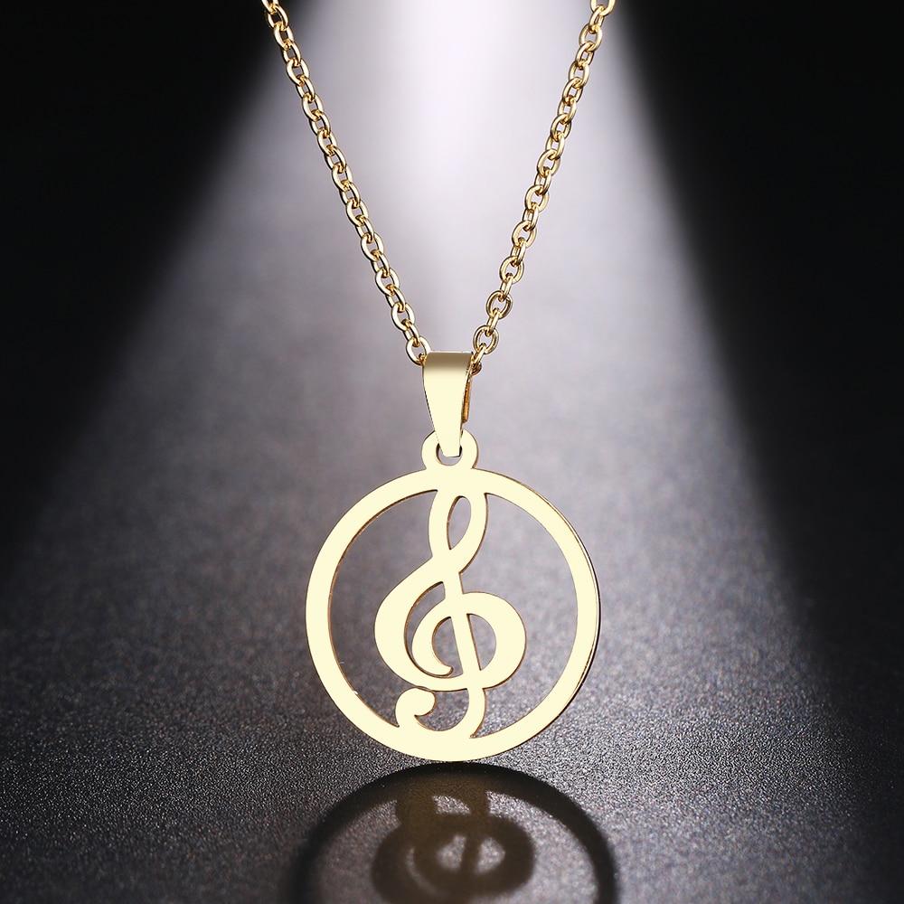 Free - Music Notes Round Necklace