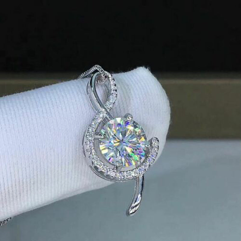 Treble Clef Zirconia Pendant Necklace