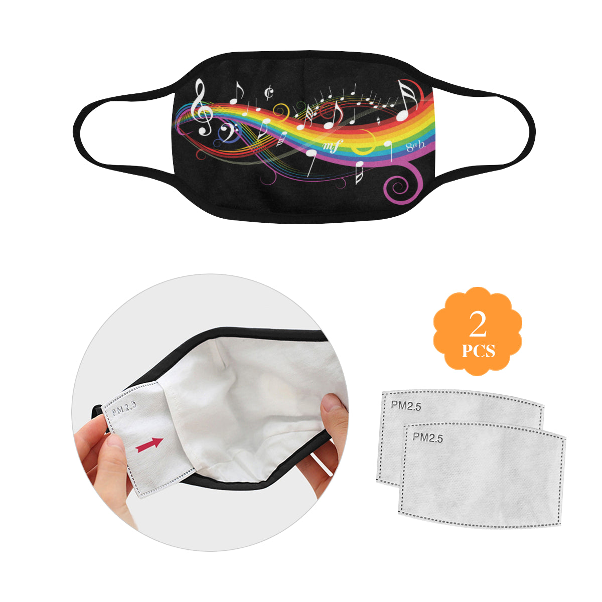 Music Notes Rainbow Mask