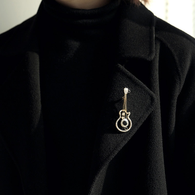 Zircon Guitar Brooch