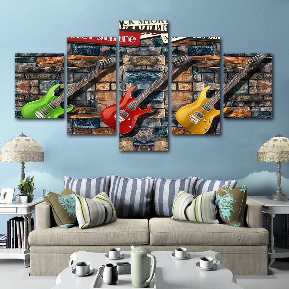 3D Music Guitars Wall Art