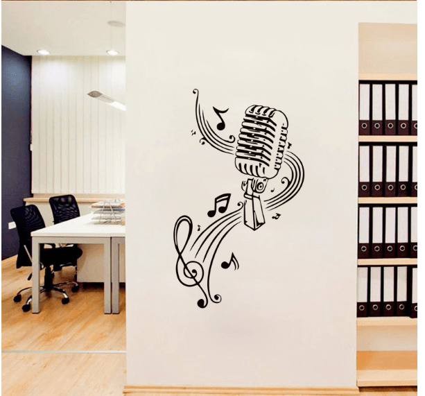 MICROPHONE Music Notes Hair bar Wall Stickers - Artistic Pod
