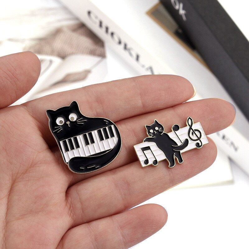 Music Cat Enamel Brooch