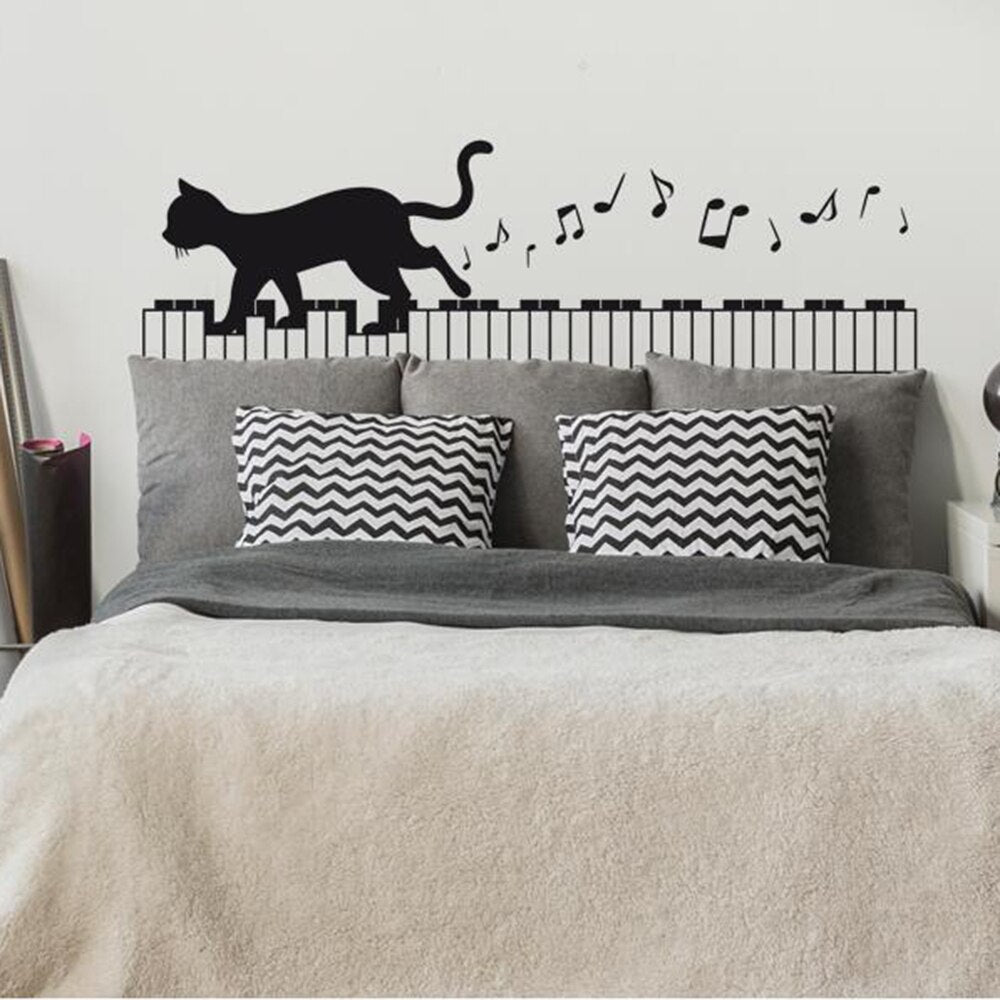 Piano Music Note Cat Wall Sticker