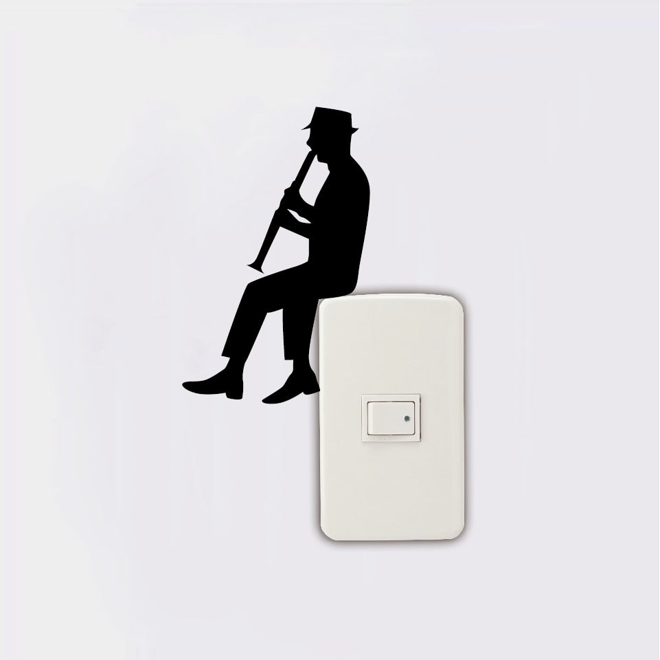 Man Clarinet Light Switch Sticker