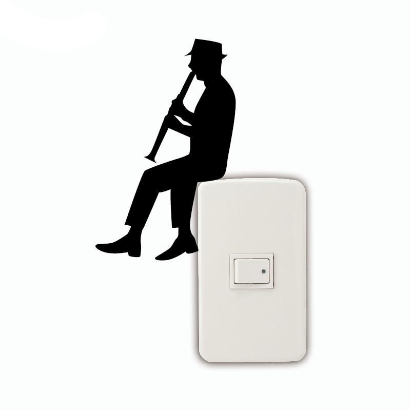 Man Clarinet Light Switch Sticker