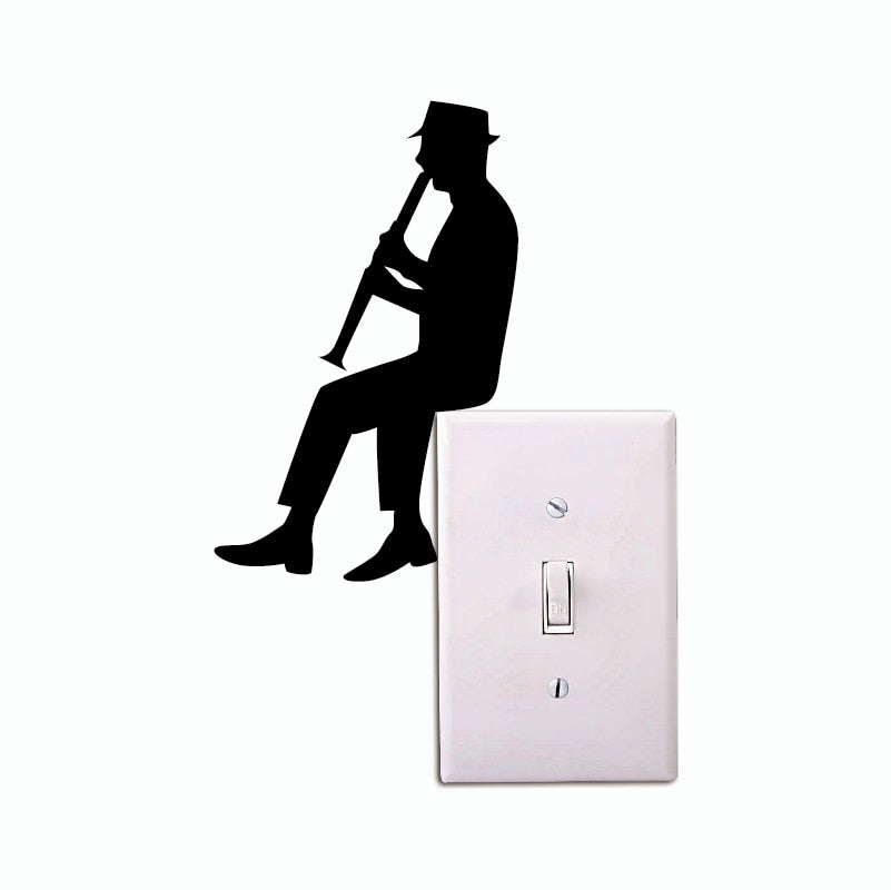 Man Clarinet Light Switch Sticker
