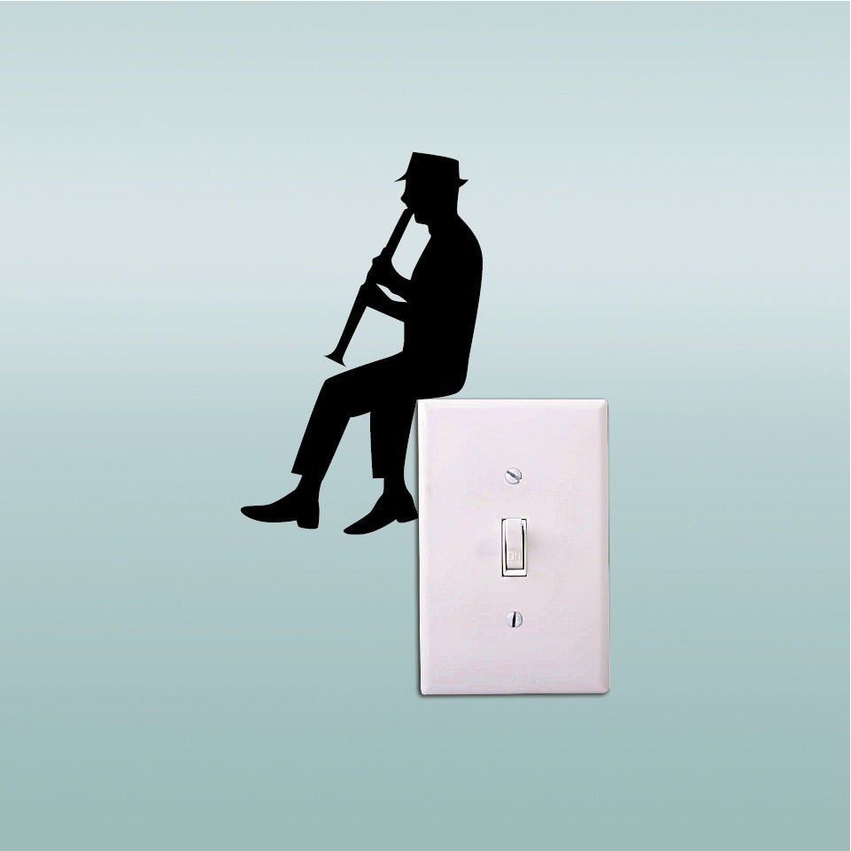 Man Clarinet Light Switch Sticker