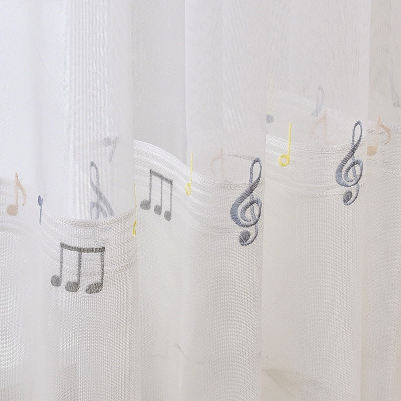 Musical Notes Design Voile Curtain - { shop_name }} - Review