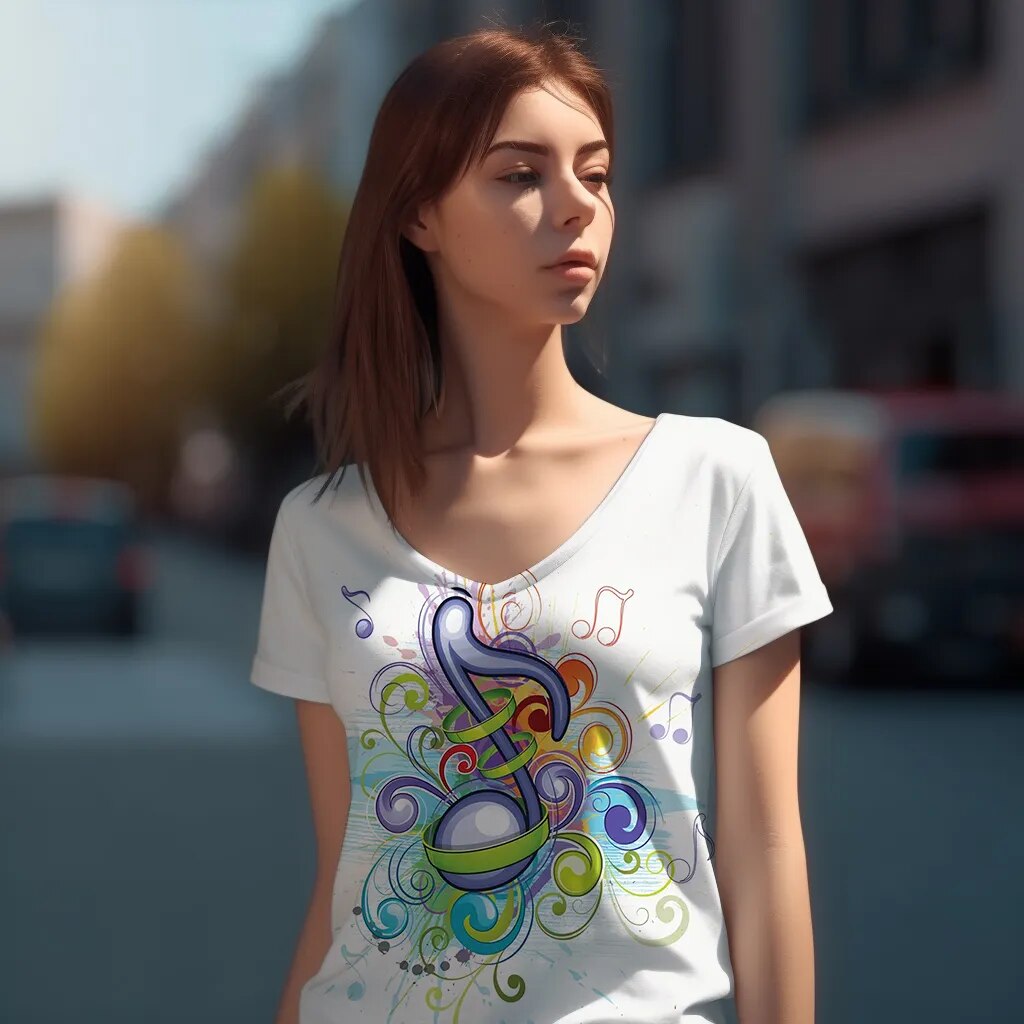 Music Symbol V-neck T-shirt