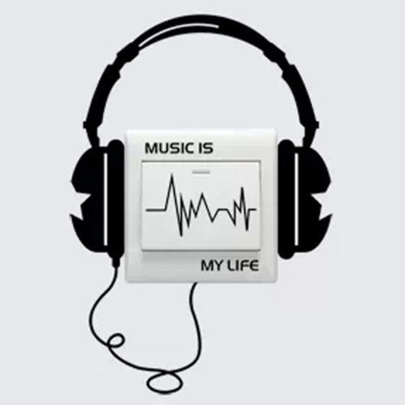 Headset "Music Is My Life" Switch Sticker Decal