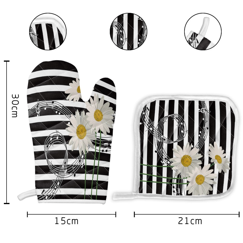Flower Music Notes Cooking Mat/Glove