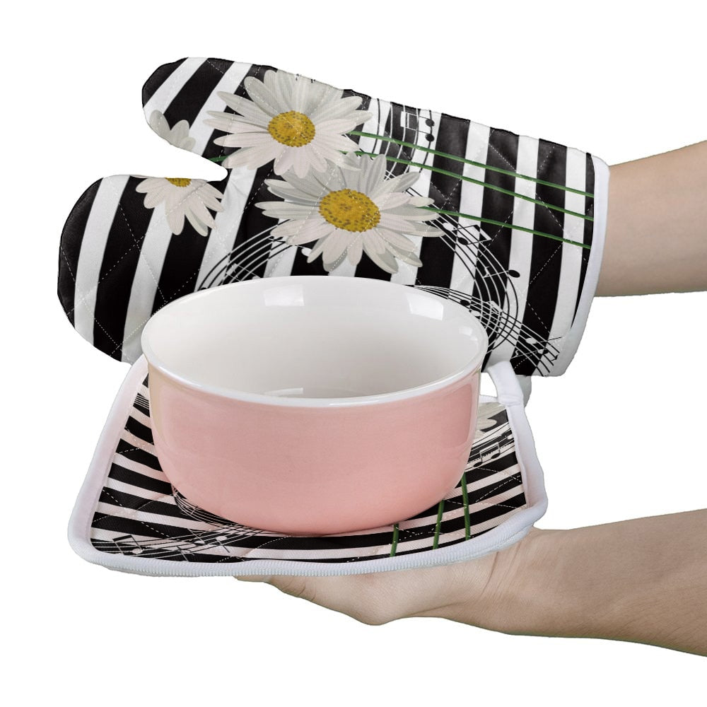 Flower Music Notes Cooking Mat/Glove