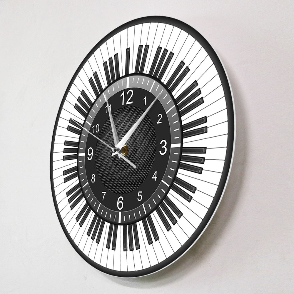 Speaker Piano Keys Pattern Wall Clock