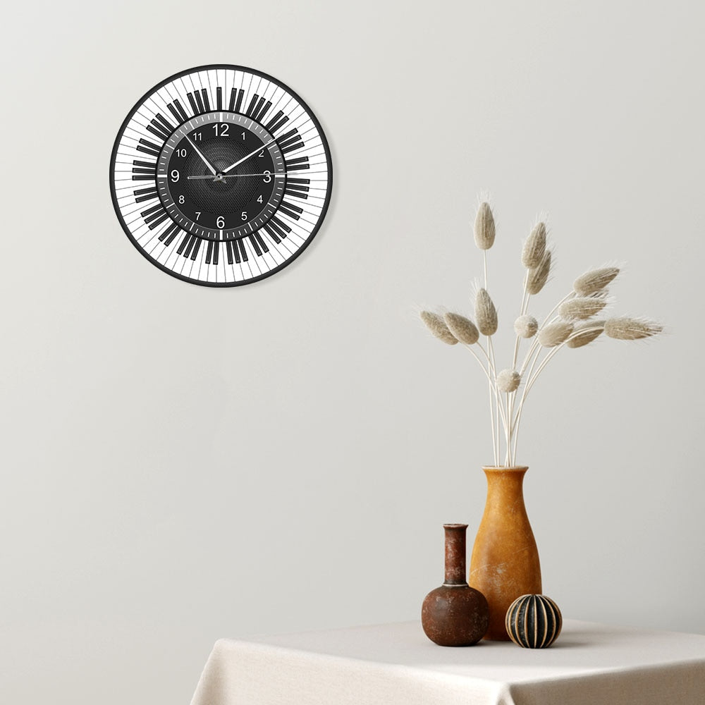 Speaker Piano Keys Pattern Wall Clock
