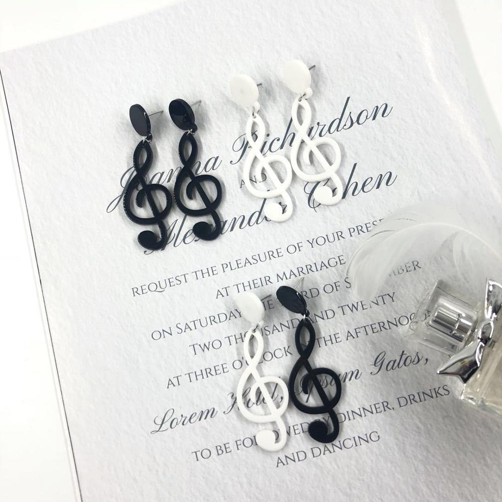 Free - Music Notes Acrylic Drop Earrings