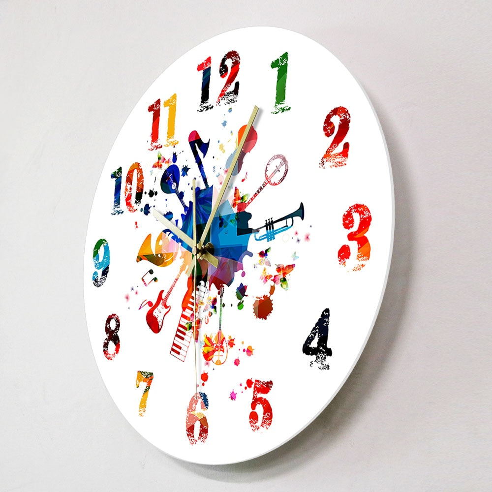 Colorful Music Instruments Wall Clock