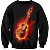 3D Fire Guitar Print Sweatshirt - Flame Acoustic Guitar / S - { shop_name }} - Review