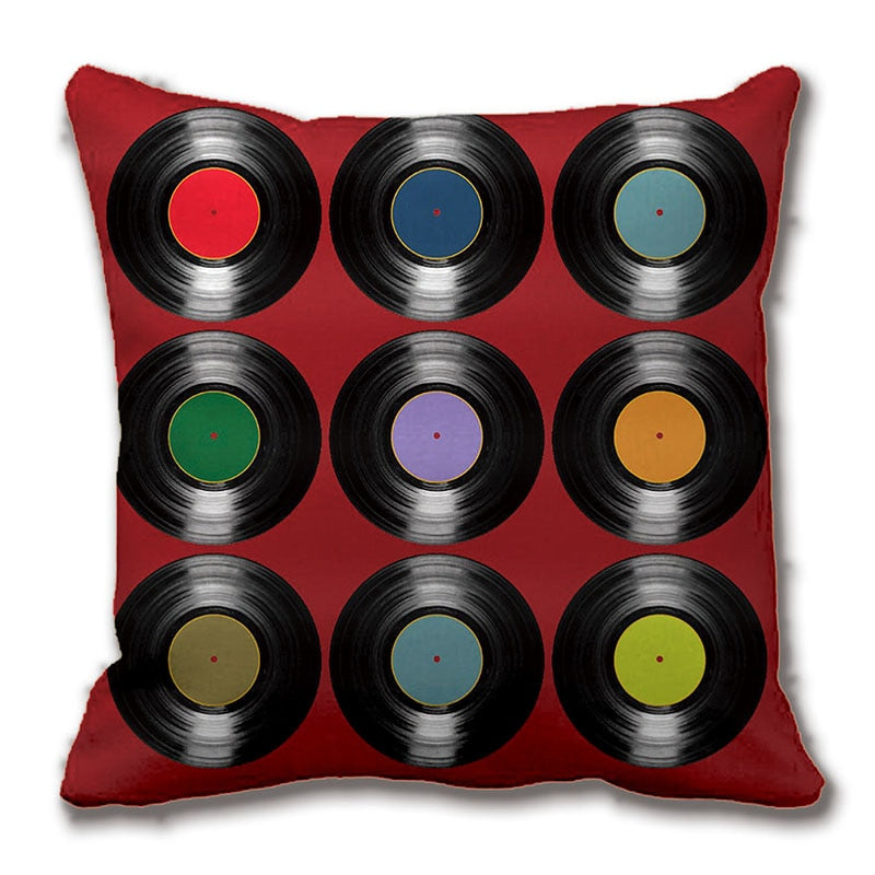 Multi-color Vinyl Record Pillow Cover