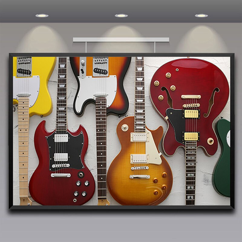 Colorful Electric Guitar Canvas Art