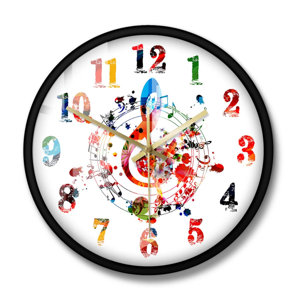 Colorful G Clef Wall Clock