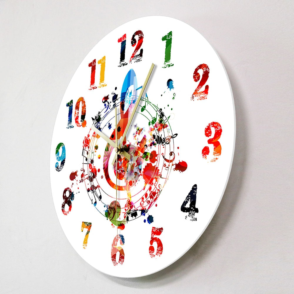 Colorful G Clef Wall Clock